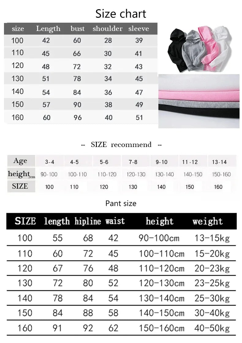 Cartoon Stitch Children Hooded Sweatshirt+Pants Two-piece Set Boy Girl Autumn Winter Daily Outdoor Vacation Warm Soft Sportswear