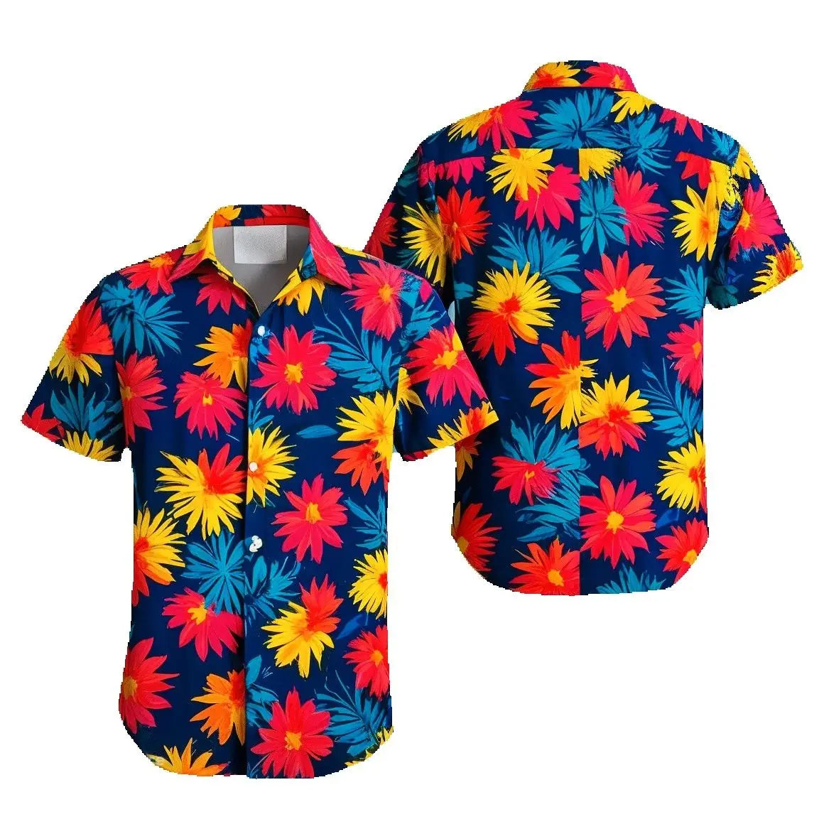 2025 Men'S Short Sleeve Shirt Tiki Hawaiian Tropical Floral Shirt 3D Printed Vacation Shirt Top Vintage Clothing Lapel Shirt