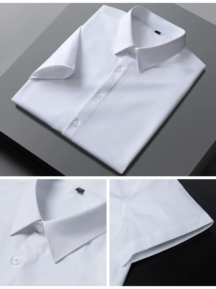 Men's Formal Business Short Sleeve Dress Shirt Wrinkle Free Regular Fit 4-Way Stretch Button Up Shirts for Spring Summer Holiday
