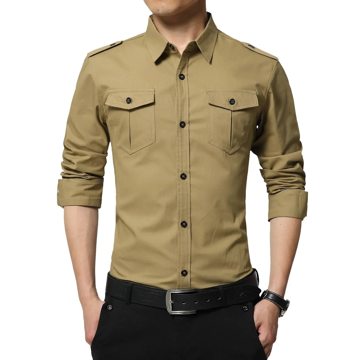 Men Shirts Tops Single Breasted Shirt Turn Down Collar Full Sleeve Casual Regular Splice Simple Slim Fit Top Autumn Winter