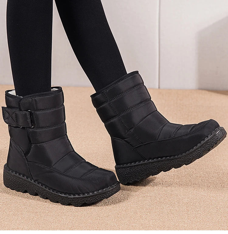 Boots Woman 2025 Winter Boots Women Low Heels Snow Boots With Fur Warm Footwear Winter Shoes Woman Luxury Middle Botas Mujer