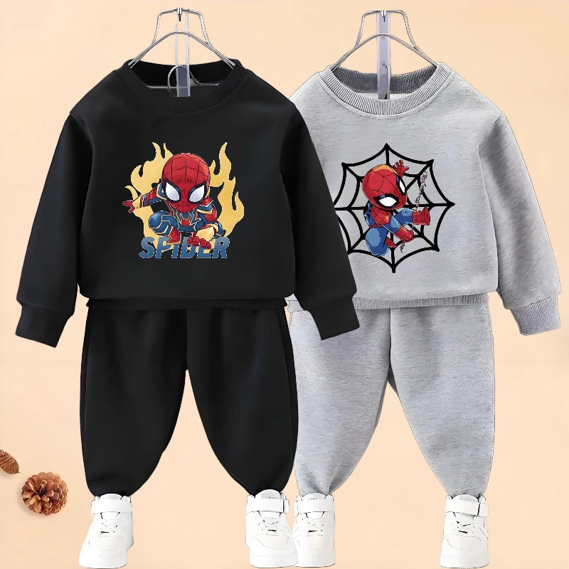Marvel Anime Spiderman Boys Long Sleeve Hoodies Sets Fall Children's Pullover and Trousers Two Piece Suit Kids Casual Sweatsuit