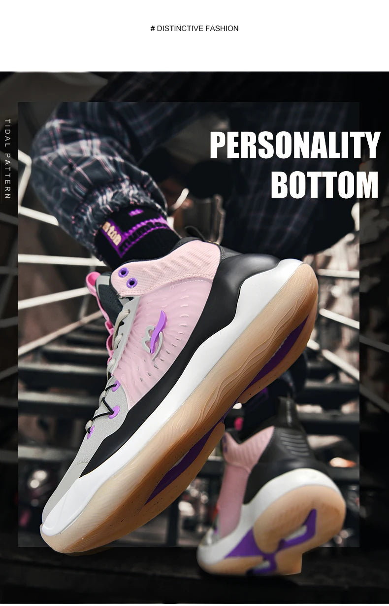 Basketball shoes for men breathable youth students grip anti-slip cushioning high elastic professional training sports shoes