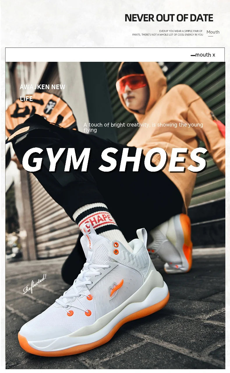 Basketball shoes for men breathable youth students grip anti-slip cushioning high elastic professional training sports shoes