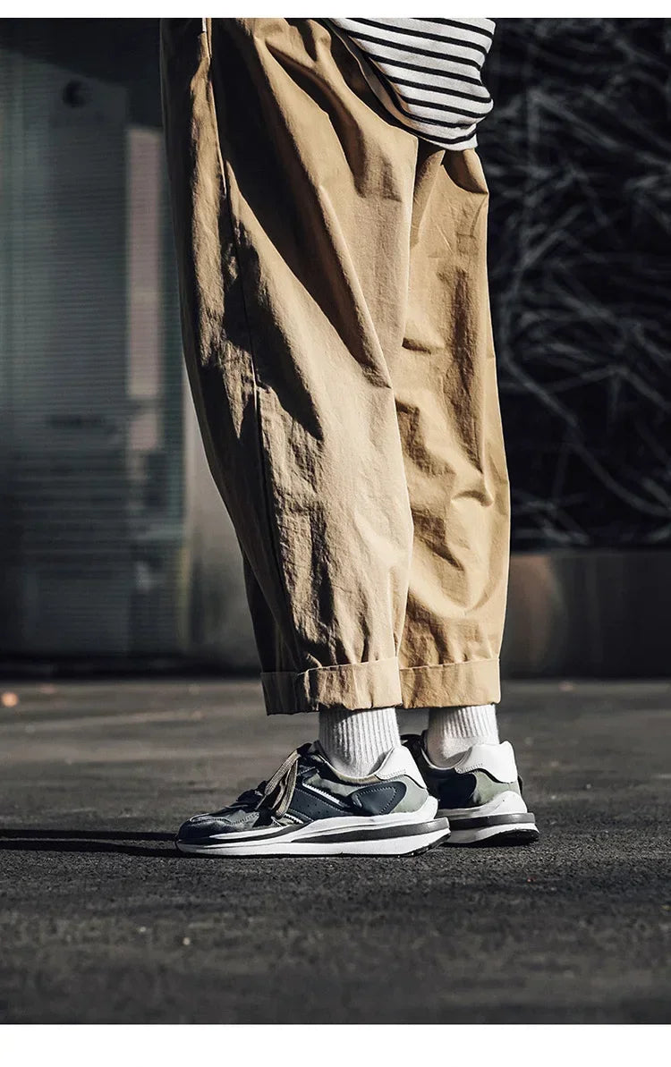 Men's Sports Shoes with Color Matching Fashionable and Versatile Soft-soled Lightweight New Lace-up Outdoor Casual Shoes