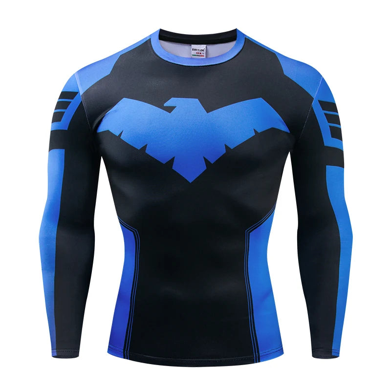 3D Nightwing Men T Shirt Running Quick-Dry Shirts Men Compression T-Shirts Sportswear Gym Rash Guard Boxing Training Sports Tops