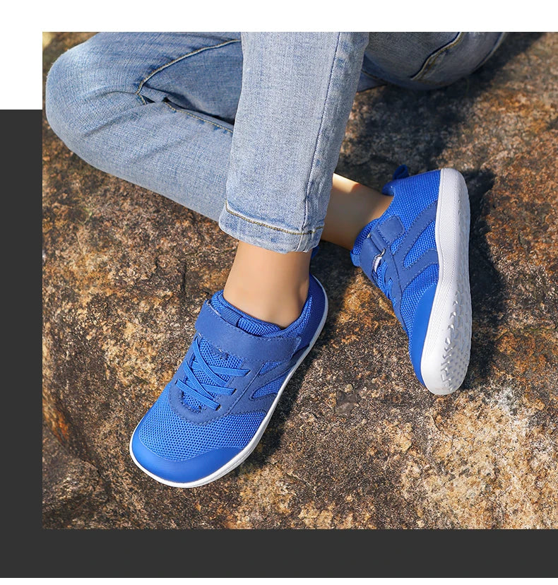 Kid Wide Width Barefoot Shoes | Boys/Girls Minimalist Elastic Opening Sneakers| Flexible- Zero Drop Sole Outdoor Children Shoes