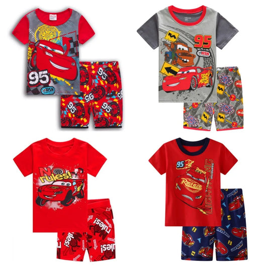 Summer Boys Nighty cars Cartoon Nightgown Costume Boys Cute lightning mcqueen Set Baby Toddler Short Sleeve Pajamas Sets