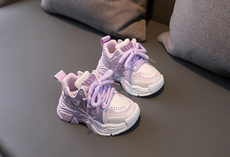 Children's Shoes 2024 New Toddler Girls Sport Shoes Soft Sole Breathable Outdoor Tennis Fashion Kids Sneakers EU21-30