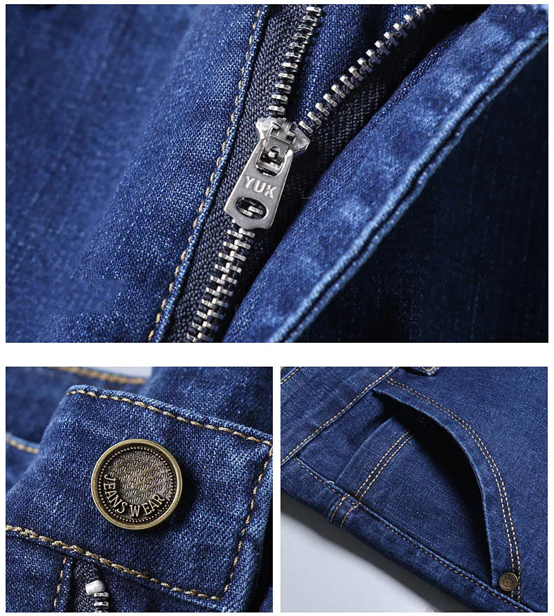 2023 NEW Men's Fashion Business Jeans Classic Style Casual Stretch Slim Jean Pants Male Brand Denim Trousers Black Blue