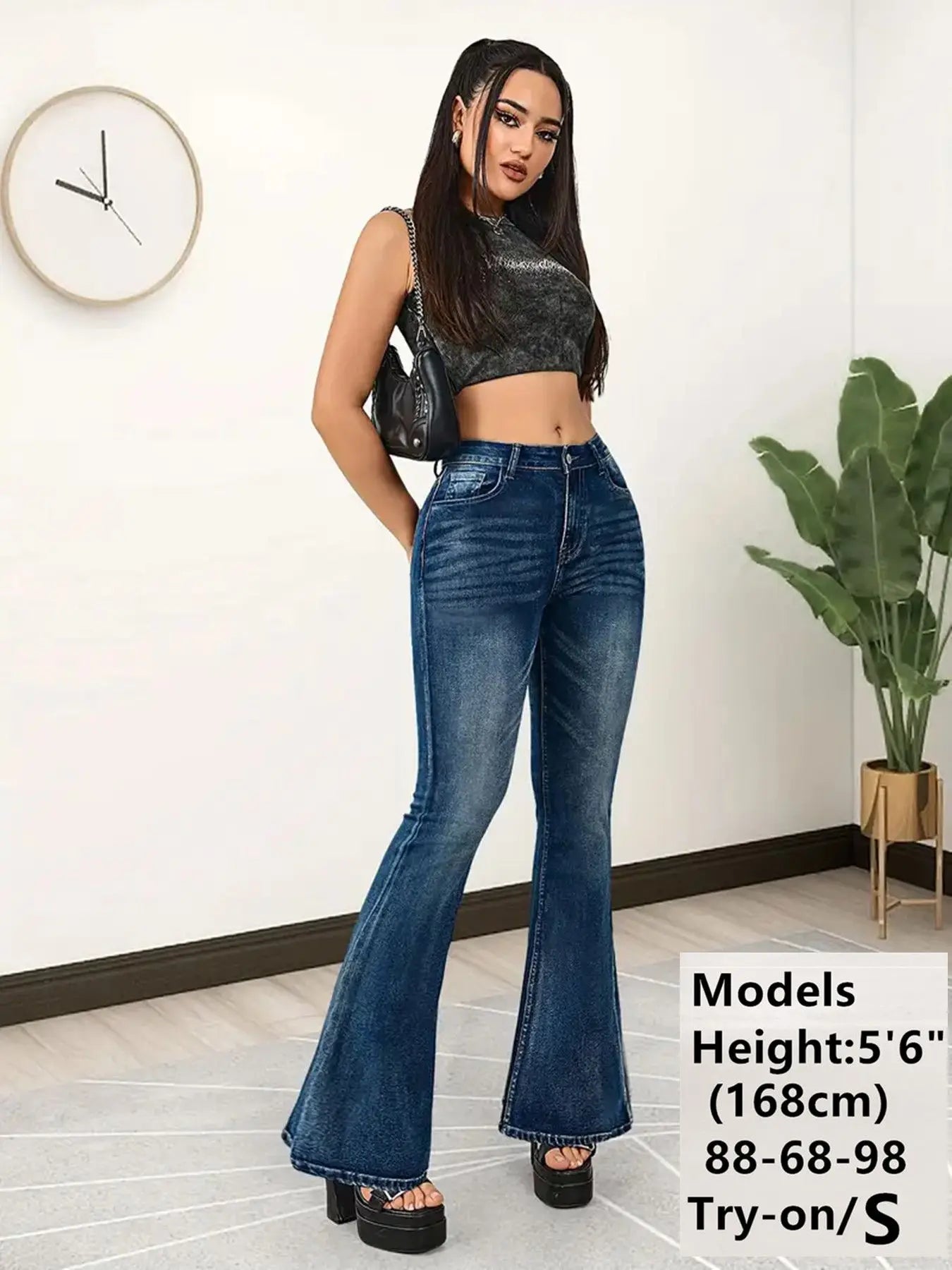 European and N Style Edition Stretch Bell-bottom Pants Women Jeans Women Comfortable Fashion All-matching Trend Jeans