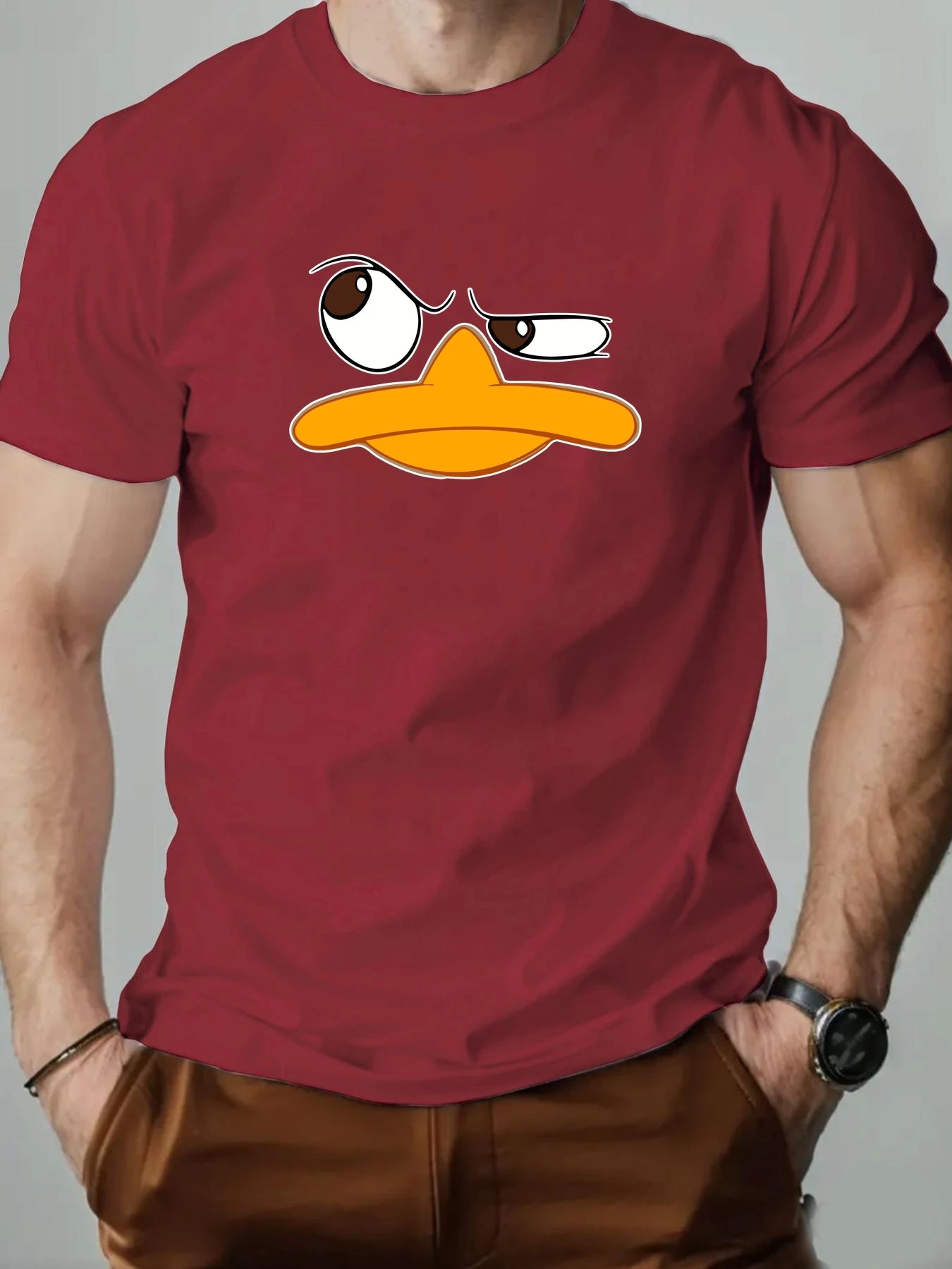 Men's T-Shirt Funny Duck Cartoon Pattern Print Summer Round Neck Breathable Casual Short Sleeve Fashion T Shirt