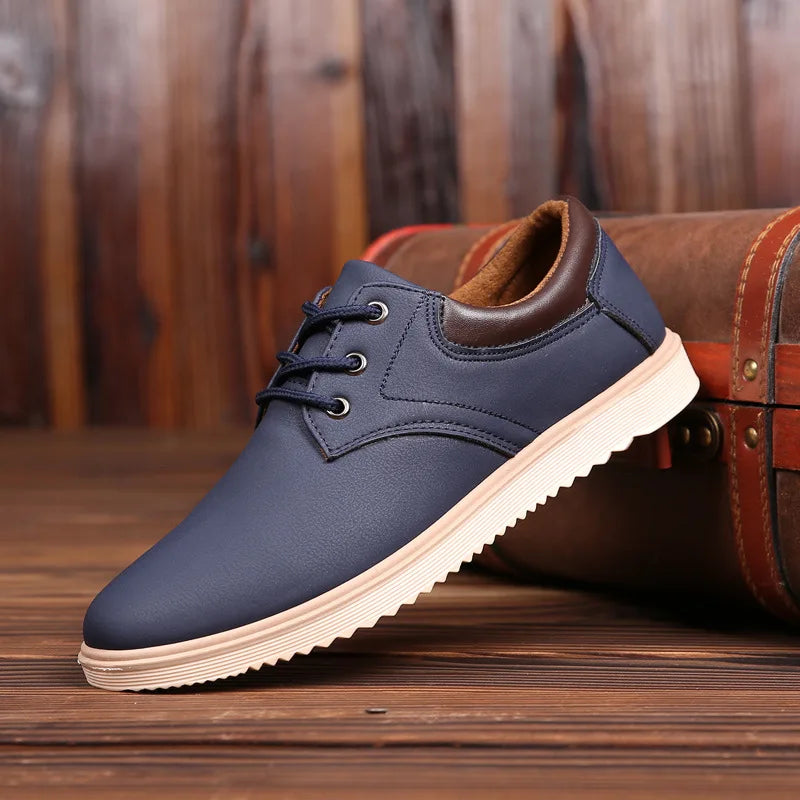 Casual Shoes Men Leather  Men 2023 Summer Brand Comfortable Flat Shoes for Men Trendy Sneaker Men Lace Up Oxfords Shoes
