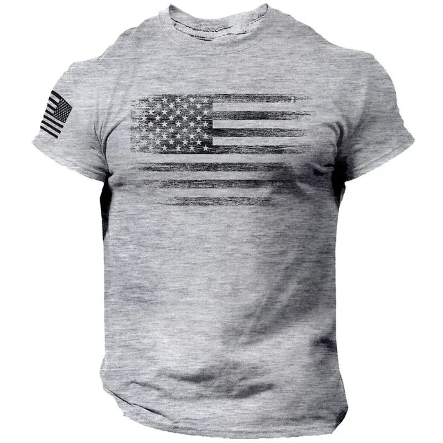2024 New Gym T-shirt for Men 3d Print USA Flag T Shirt Oversized Casual Short-sleeved Summer Sportswear Men's Clothing Tees Tops