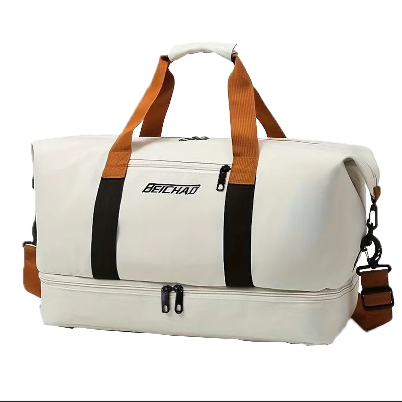 Large Capacity Travel Bag, Dry Wet Separation Design, Foldable Waterproof Gym Bag,Shoe Compartment, Ideal for Outdoor Activities