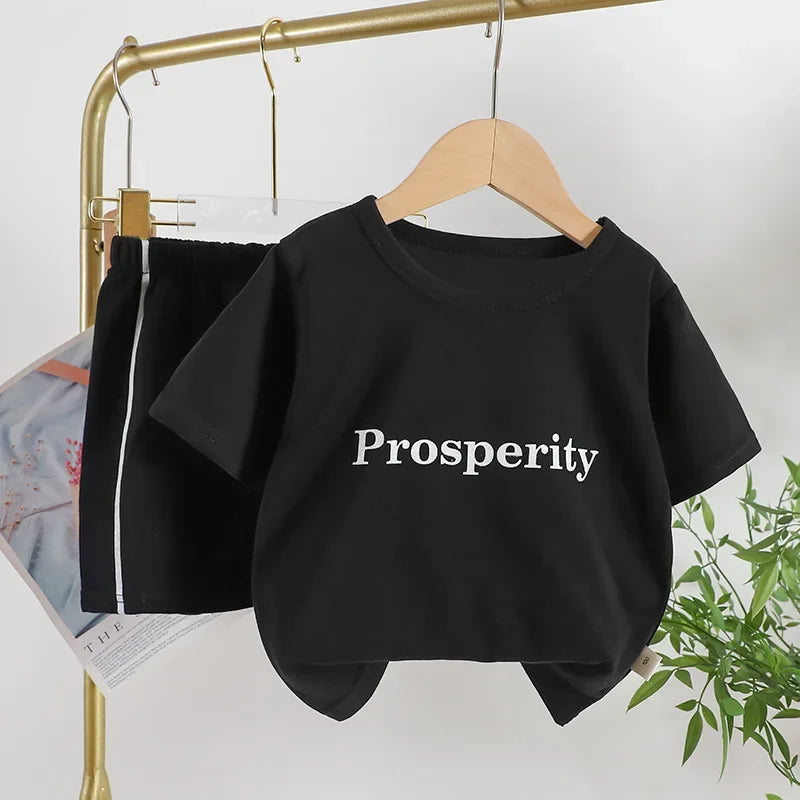 2024  Fashion Sports Casual Sets Clothes Children's Clothing New Children's Short-sleeved Suit Girls Boys T-shirt Summer Baby