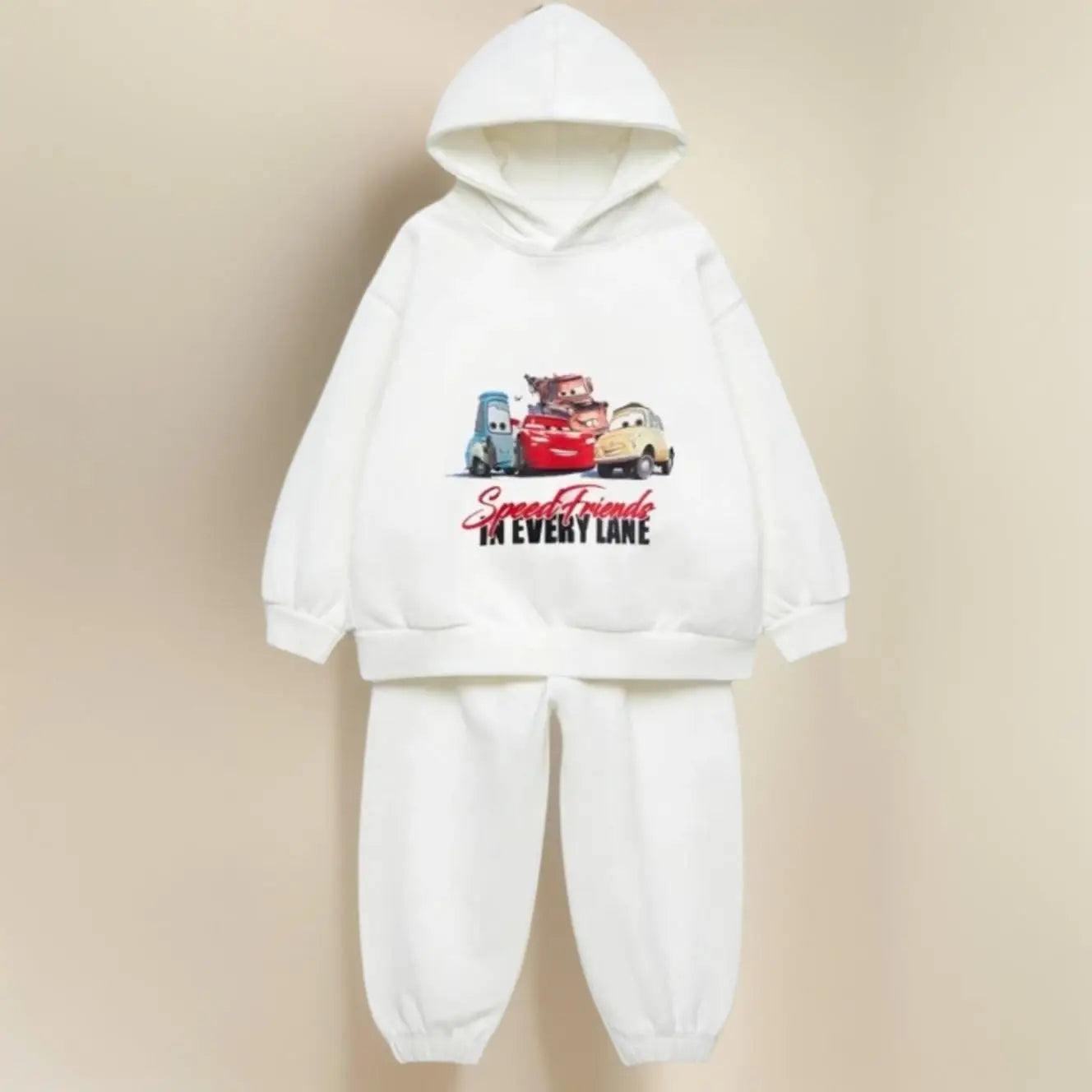 Kids Disney Princess And McQueen Hoodie Outfit Spring Autumn Loose Casual Hooded Top + Pants Two Piece Set Children Costume Suit