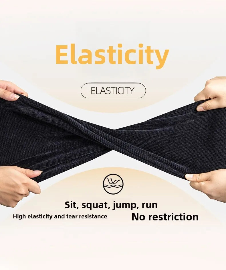 Men's Loose Straight Leg Fleece Lined Thickened Warm Casual Pants Autumn Winter Dad Pants Comfortable Polyester Fiber