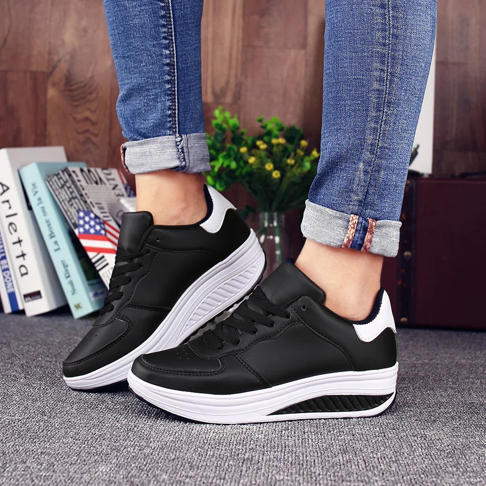 Women Sneakers Fashion Platform Shoes Lace Up Women Casual Flats Shoes Outdoor Lightweight Walking Women Shoes Zapatos De Mujer