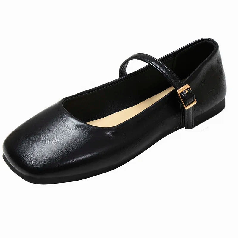 2025 Women Leather Shoes Spring Autumn New Fashion Korean Style Soft Bottom Anti-slippery Versatile Retro Simple Lady Flat Shoes
