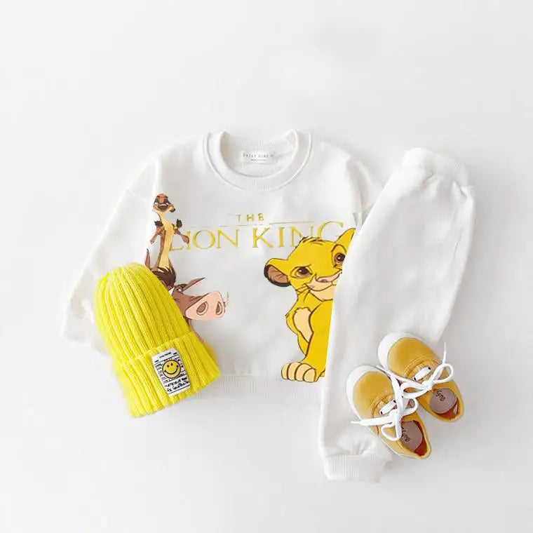 Sweatshirt+Pants 2pcs Autumn New Long Sleeve Sets Girls Baby Printed Round Neck Tops All-match Sweatpants Suits For 0-4Years