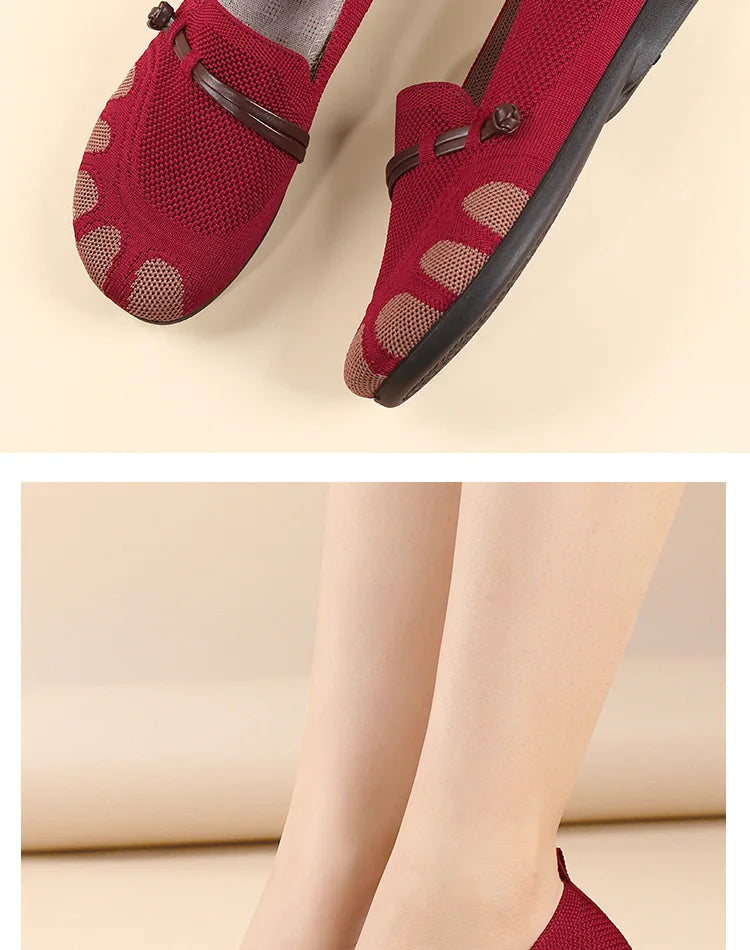 Women's shoes 2025 spring/summer new style shallow mouth flat bottom mother's shoes breathable mesh shoes comfortable loafers