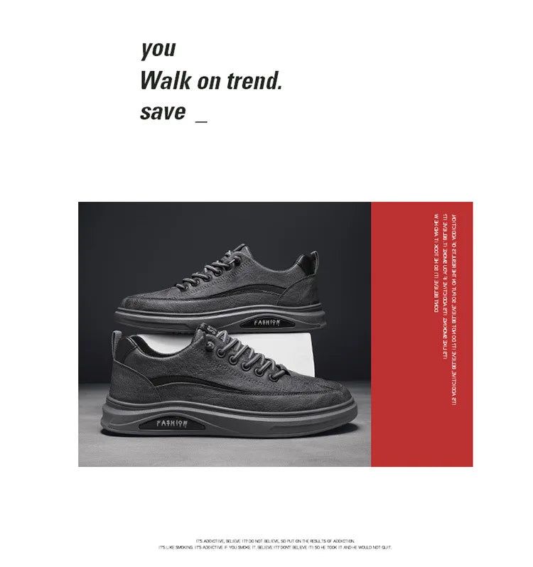 Mens Shoes Man Spring and Autumn Sneakers Male New 2025 Leather Casual Shoes for Men Water Proof Anti-slip Black Sneaker Men's