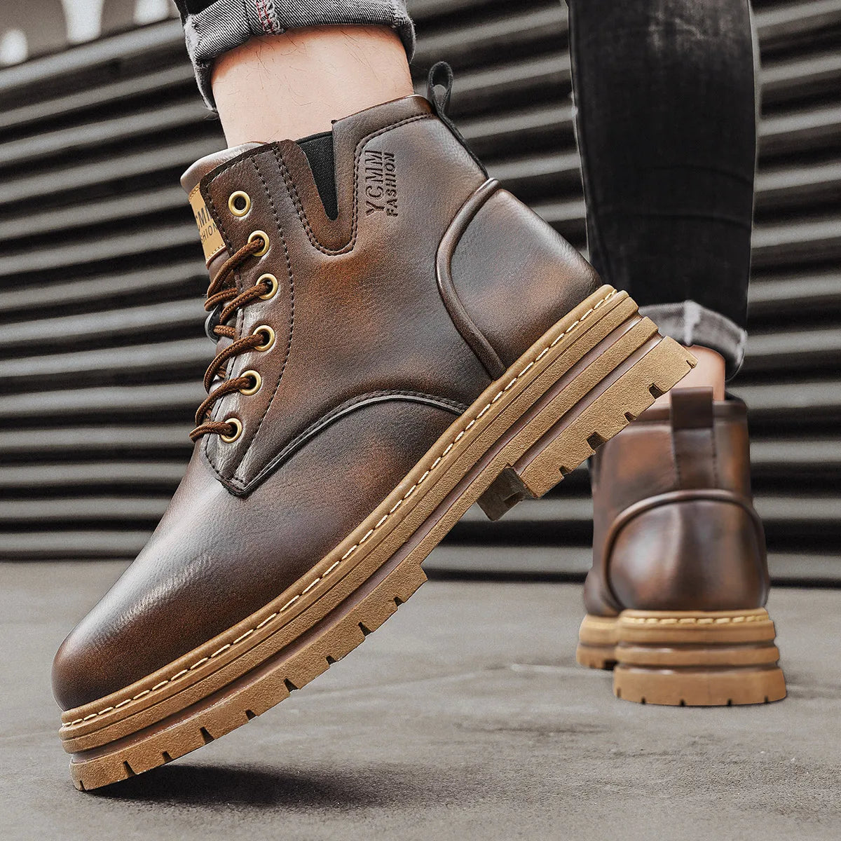 Boots Men All Season Outdoor Work Shoes Anti Slip and Comfortable Black Ankle  Boots Fashionable British Casual Denim Boots 2025