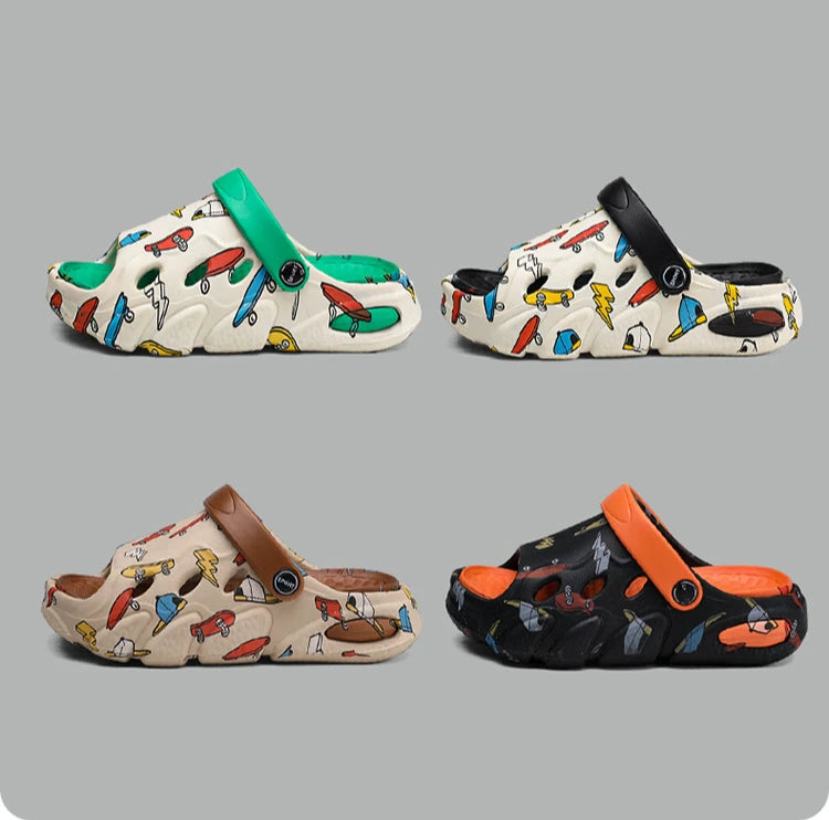 2025 Kids' Summer Sandals Non-Slip Soft Sole Chunky Slides for Boys Girls Breathable Outdoor Beach Shoes Thick Cushioned Soles