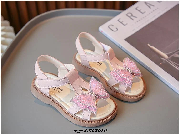 Kids Sandals Girls Shoes Summer New Arrival Beach Shoes with Slip-Resistant Soles Princess Style Sweet Exquisite 23-36 Size