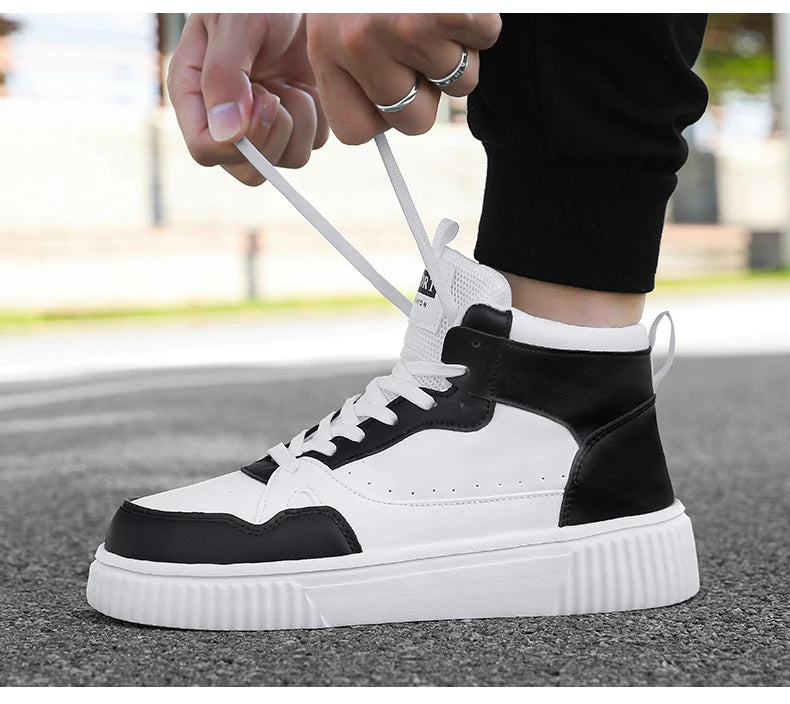 Classic High Top Men's Board Shoes Leather Casual Sports Lightweight Cosy Street Trend Walking Shoes for Men And Women