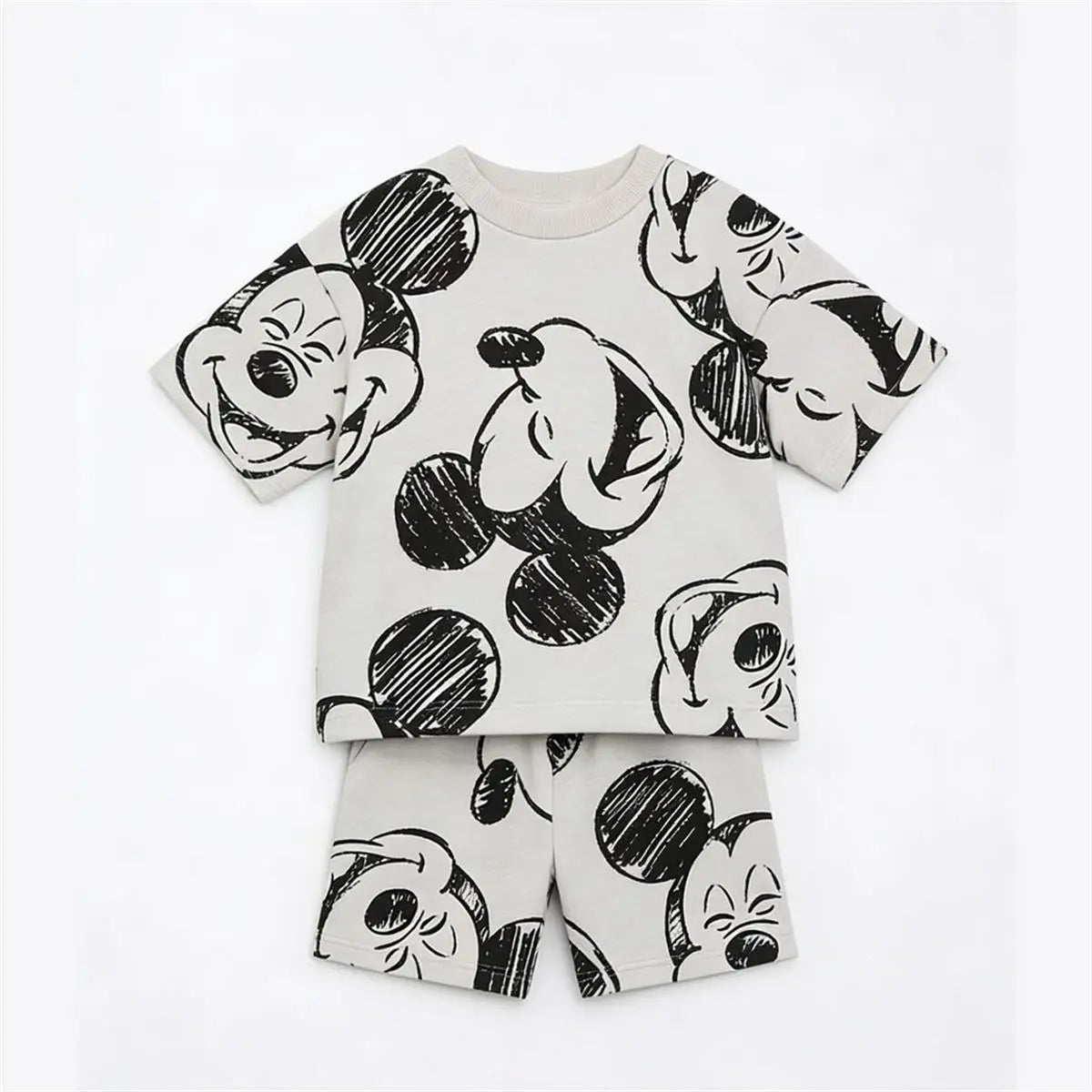 Disney Costume Full Print Outfits Boys And Girls Summer Clothing Lovely Tshirt+Shorts Two Piece Set New Fashion Clothing Suit