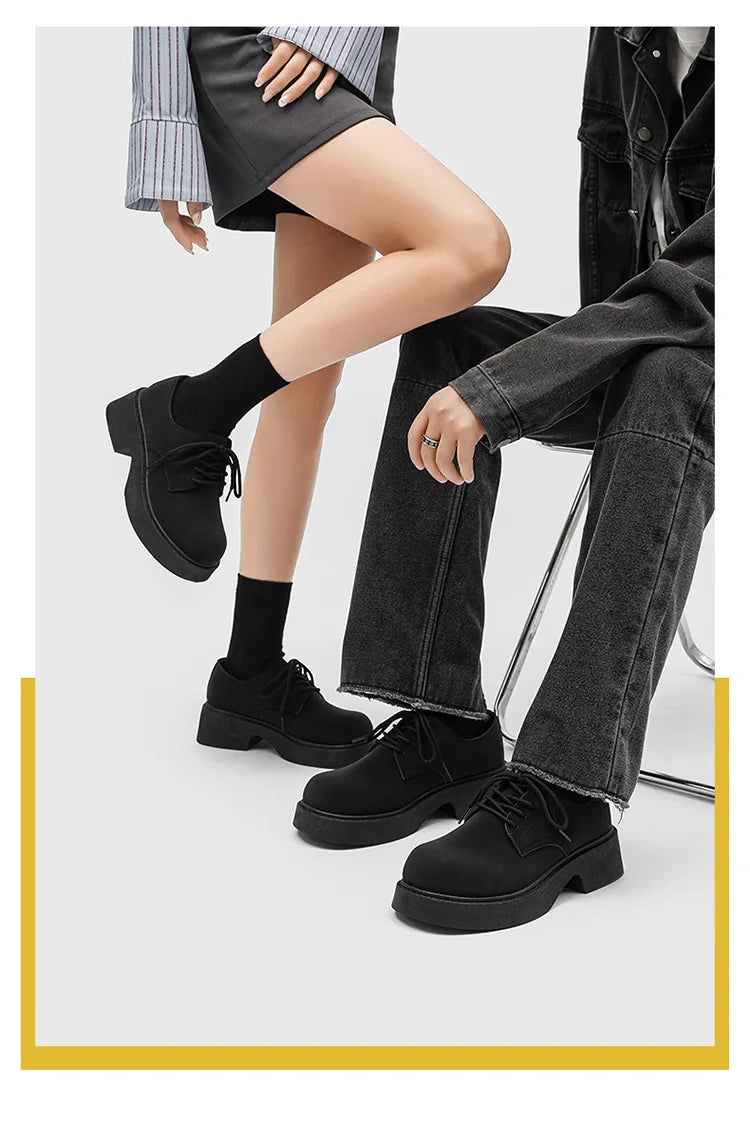 Classic British-Style Round-Toe Leather Shoes Non-Slip Comfortable Casual Dress Shoes Solid-Color Footwear for Youth Streetwear