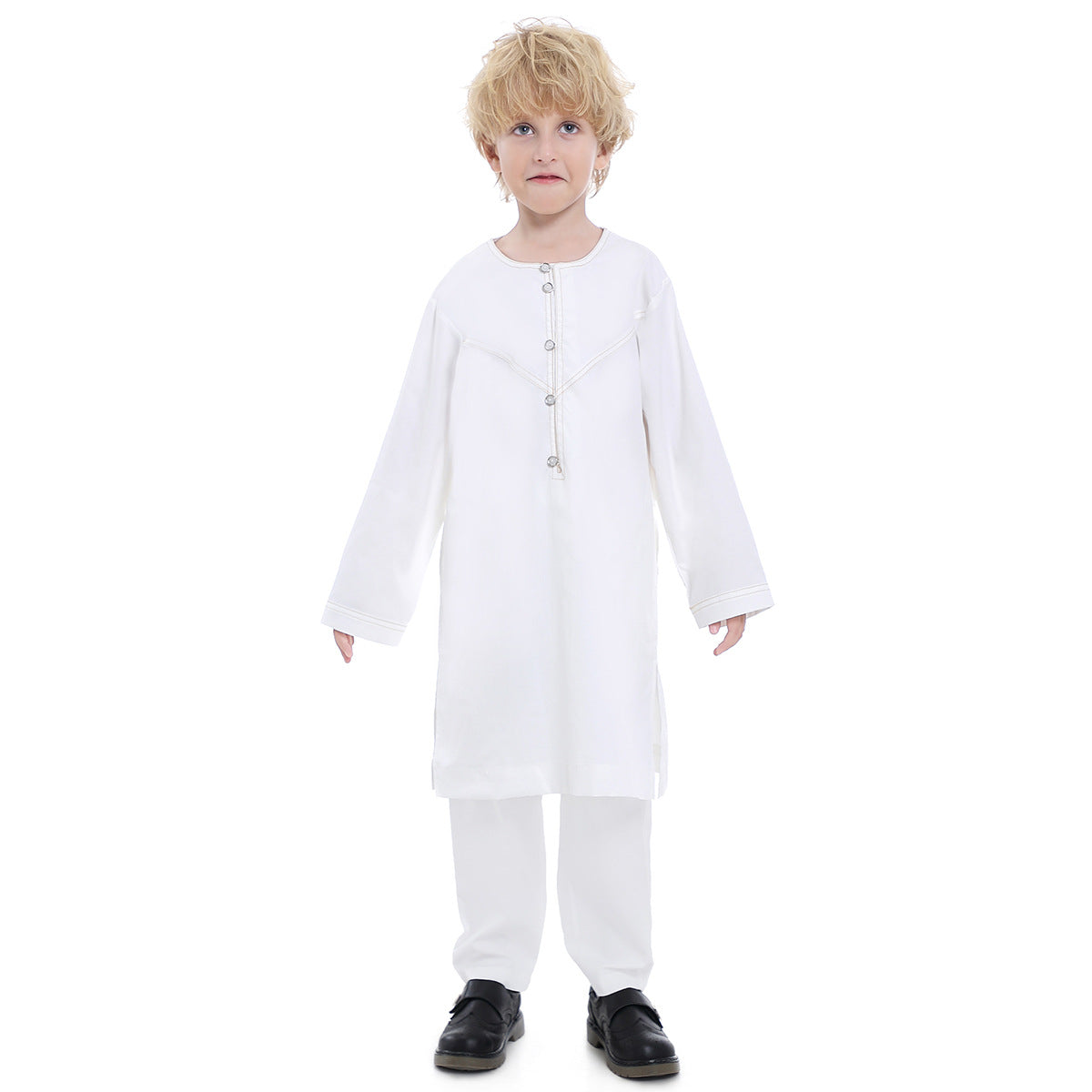 Muslim Kids Jubba Thobe Arab Boy Thobe Children Abaya Ramadan Dress Pant Set 2 Piece Caftan Robe Kaftan Musulman Ensembles