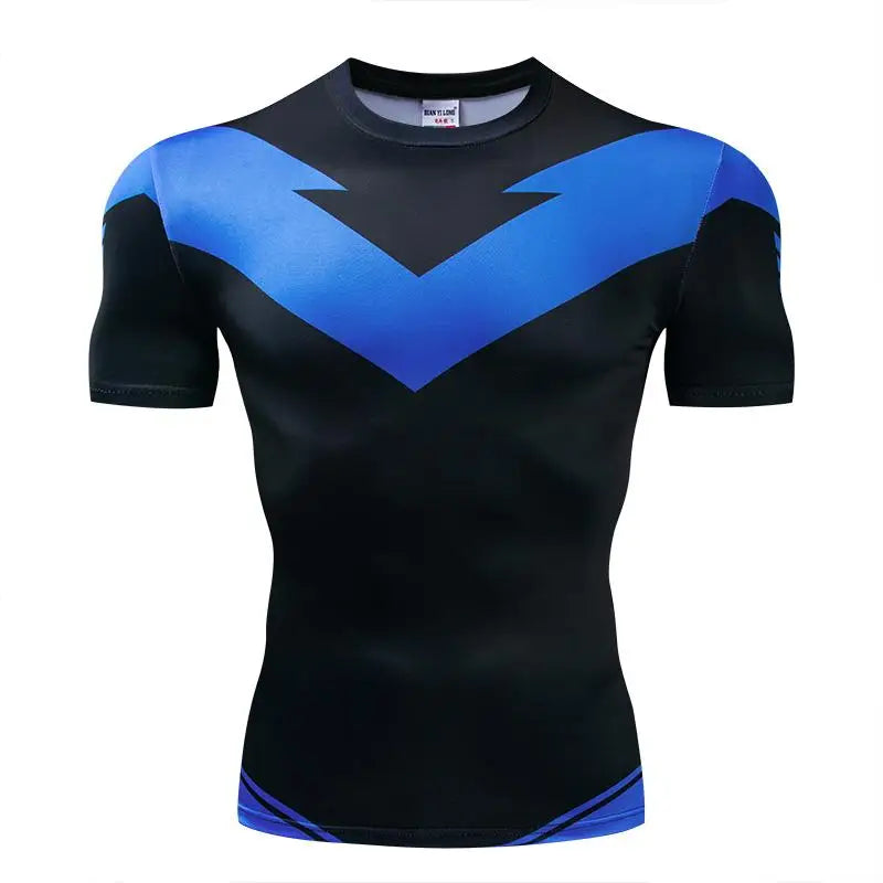 3D Nightwing Men T Shirt Running Quick-Dry Shirts Men Compression T-Shirts Sportswear Gym Rash Guard Boxing Training Sports Tops