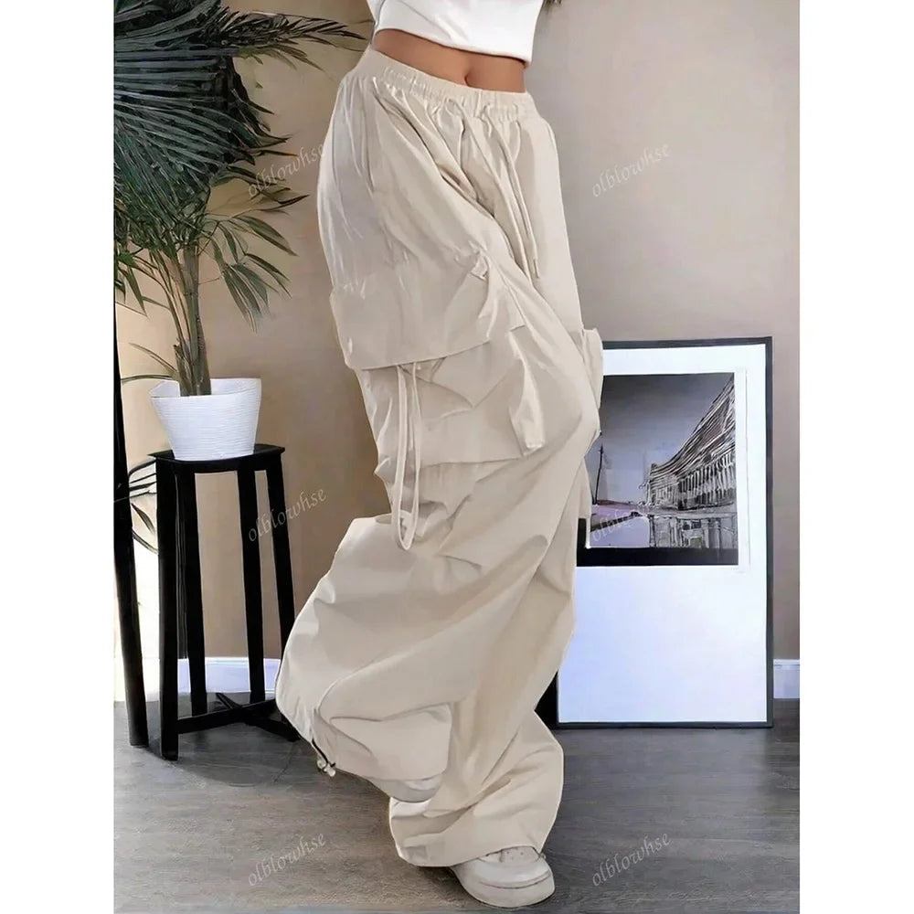 Korean Style Casual Workwear Pants Women's Loose Wide Leg Trousers Straight Cut Drapey Cuffed Long Trousers Fashionable Versatil