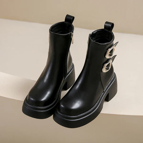 Women's Boots Autumn Luxury Designer Female Shoes Winter Footwear Boots-Women Black Fashion High Heel Ladies Rock Ankle 2025