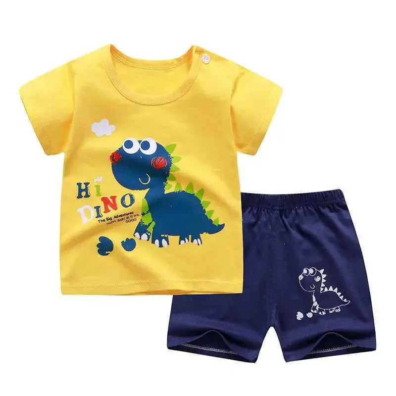 Children's Short Sleeve Set Summer Boys' Clothing Girls' T-shirt Baby Summer Clothing 2025 Children's Clothing