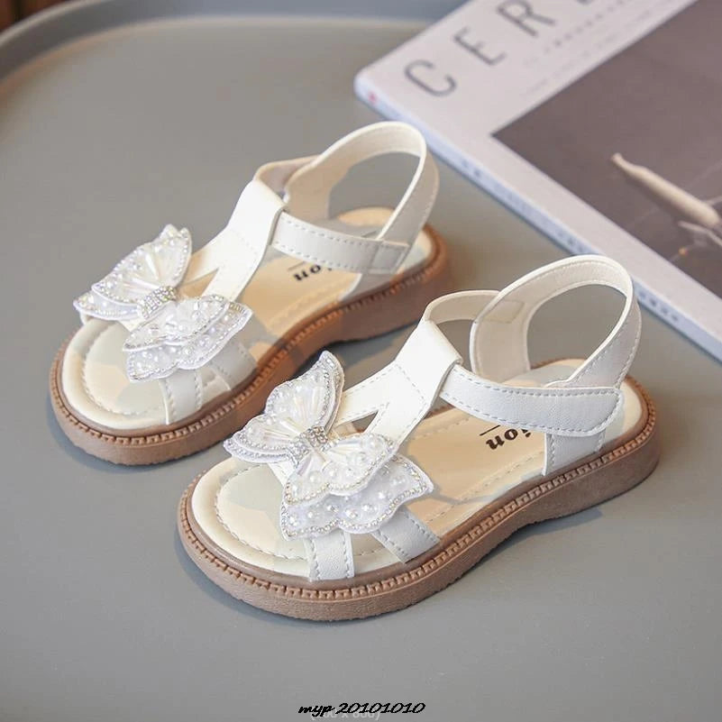 Kids Sandals Girls Shoes Summer New Arrival Beach Shoes with Slip-Resistant Soles Princess Style Sweet Exquisite 23-36 Size