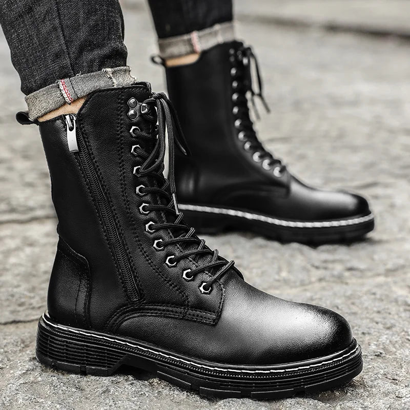 Men Boots Men's High-Top Tooling Boots British All-Match Trendy Non-slip Mens Shoes Autumn Winter Men Platform Boots 2023 New