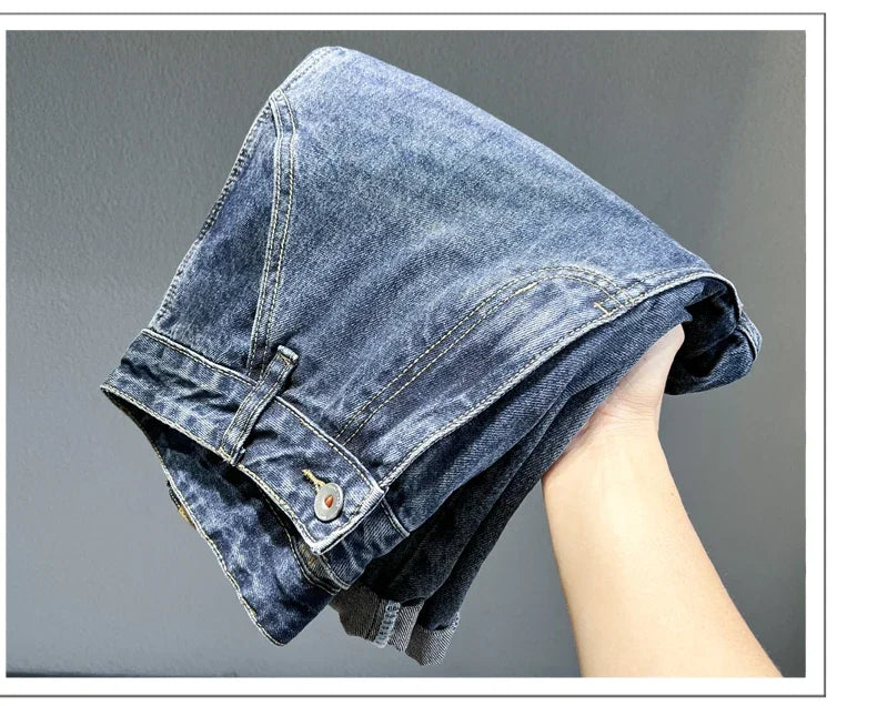 Men's Tapered Jeans Fashion Streetwear Casual Pants Personality Vintage Blue Denim Trousers Hip Hop High Quality Male Clothes