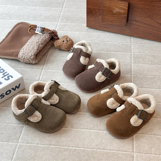 Children's Cotton Shoes Old Yellow Padded Thickened Boys Girls Bir Casual Shoes Khaki Soft Non-slip Kids ken Fashion Boots