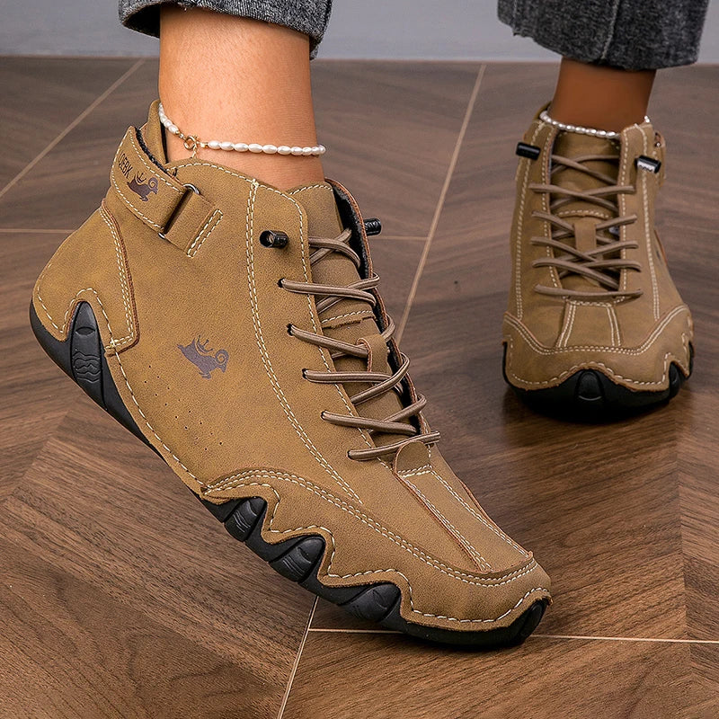 Boots for Men Casual High Top Sneakers Soft Sole Fashion Mens Slip-On Leather Driving Walking Shoes Comfort Luxury Ankle Boots