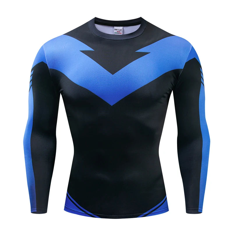3D Nightwing Men T Shirt Running Quick-Dry Shirts Men Compression T-Shirts Sportswear Gym Rash Guard Boxing Training Sports Tops