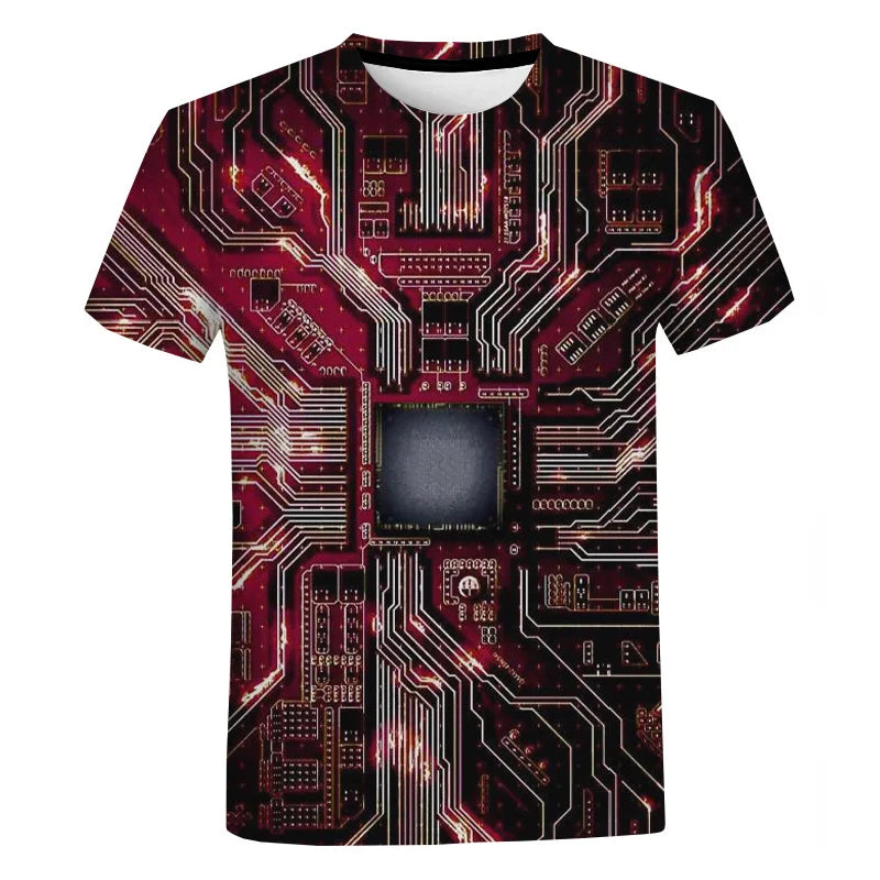 New Circuit Board Graphic T-Shirts Electronic Chip 3D Print Men's Woman Short Sleeve T Shirt Harajuku Tops Tees Unisex Clothing