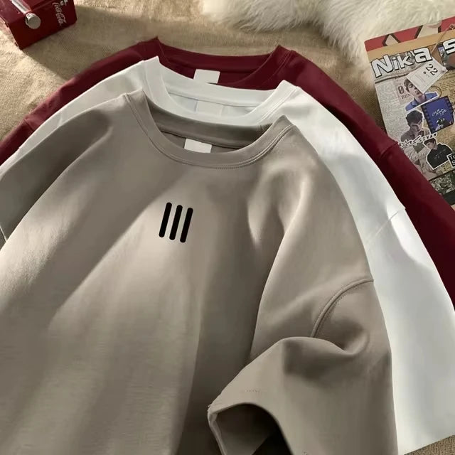 Men's Oversized T-shirts Mens Cotton T Shirt White 3XL Casual Summer Wear Fashion Print Tee Shirts for Men New Clothing2024 New