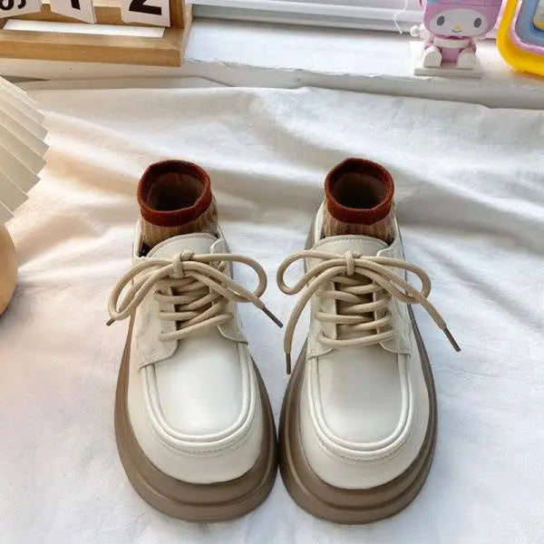 Women's Shoes Platform Round Toe British Style All-Match Oxfords Casual Female Sneakers Shallow Mouth Flats Autumn Loafers With