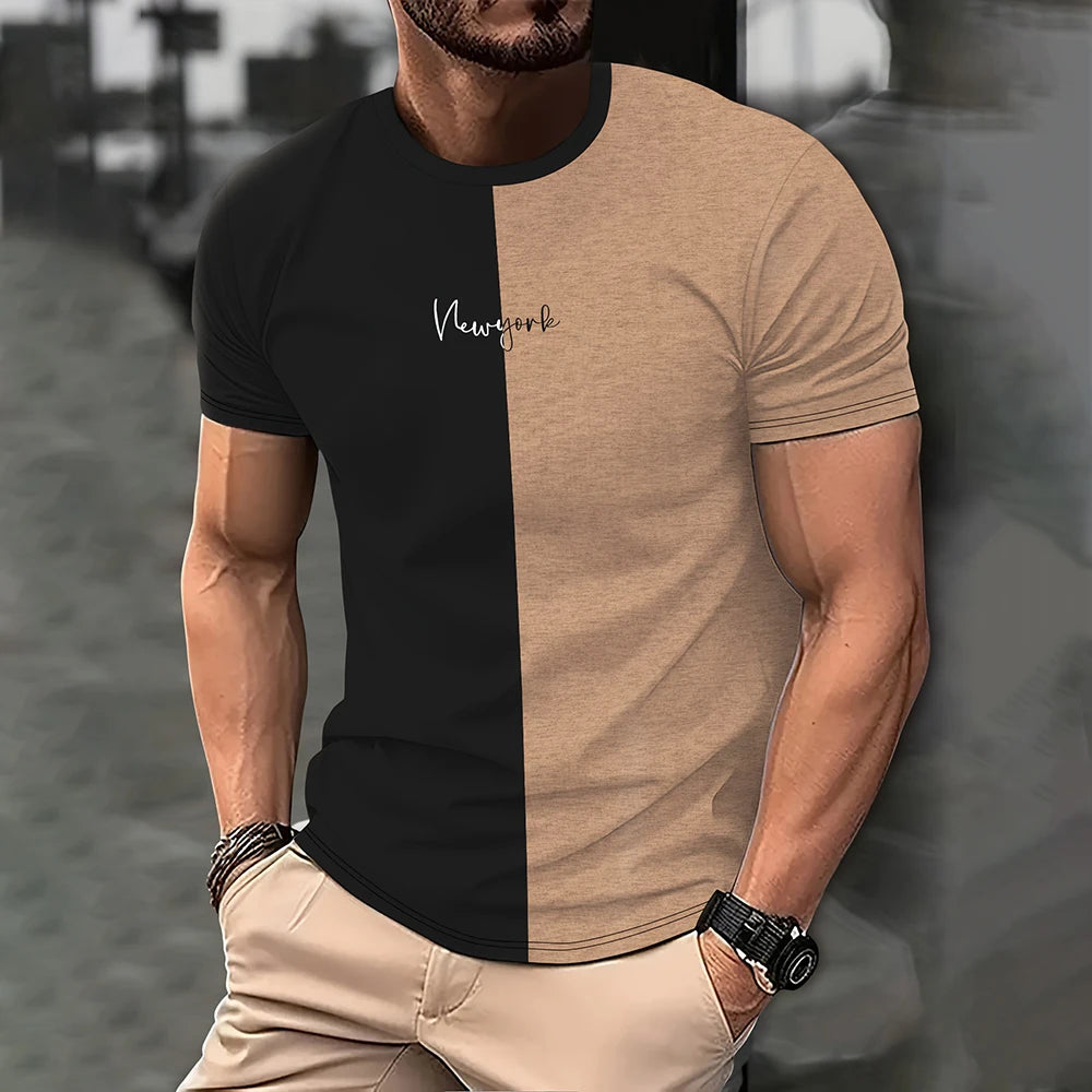 Men's T-shirt Letter Never Give 3D Printing Casual Short Sleeve T Shirts Oversized Men T-shirt Clothing Tops Outdoor Streetwear