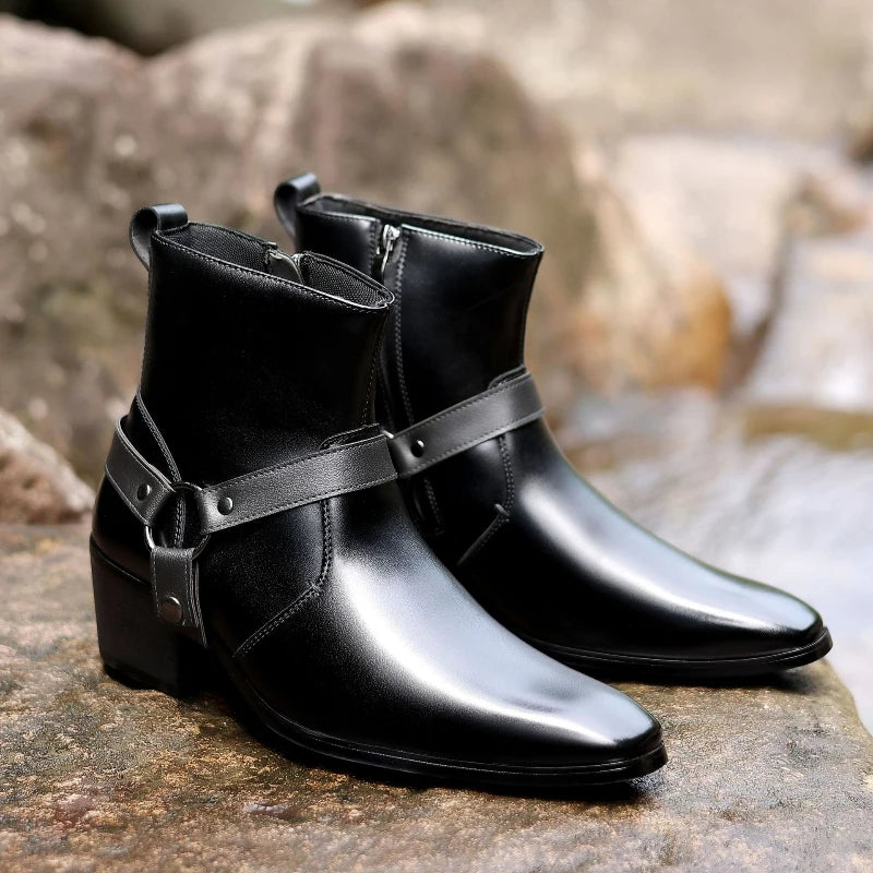 Men's Boots Fashion Designer Chelsea Boots Luxury High Quality Men Cowboy Boots Black Brown Zip Wedding Office Dress Shoes Male