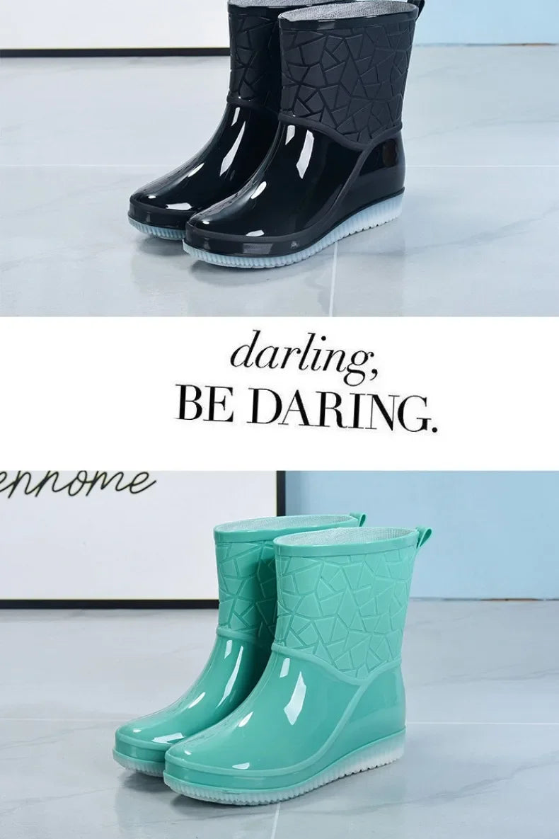 Botas Mujer 2023 Fashionable Women's Boots Outdoor Women's Rain Shoes New Anti-Slip Wear-Resistant Women's Waterproof Shoes